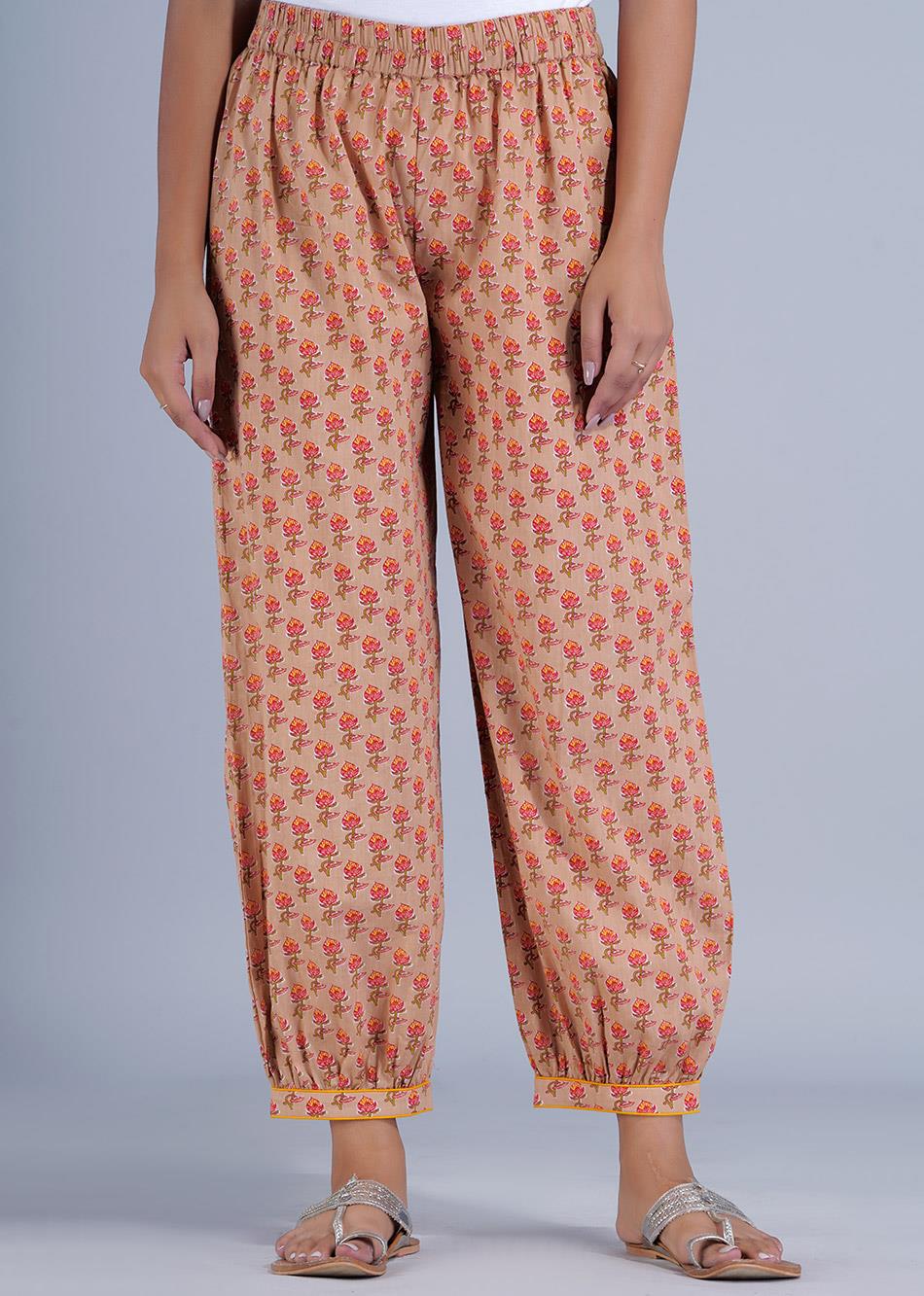 Orange Printed Afghani Pants By Jovi Fashion