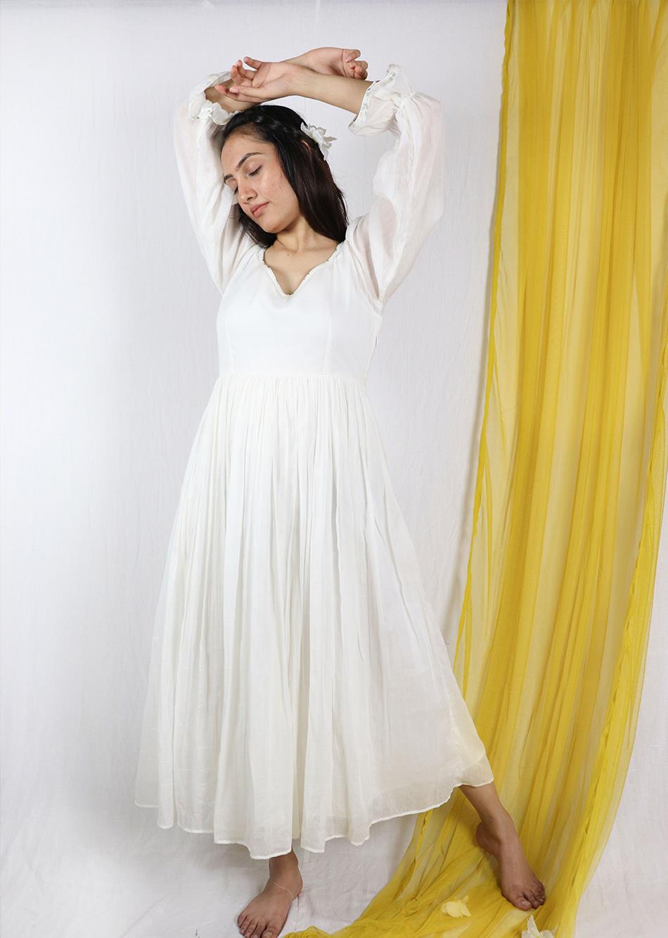 All-White Basantah Midi Dress