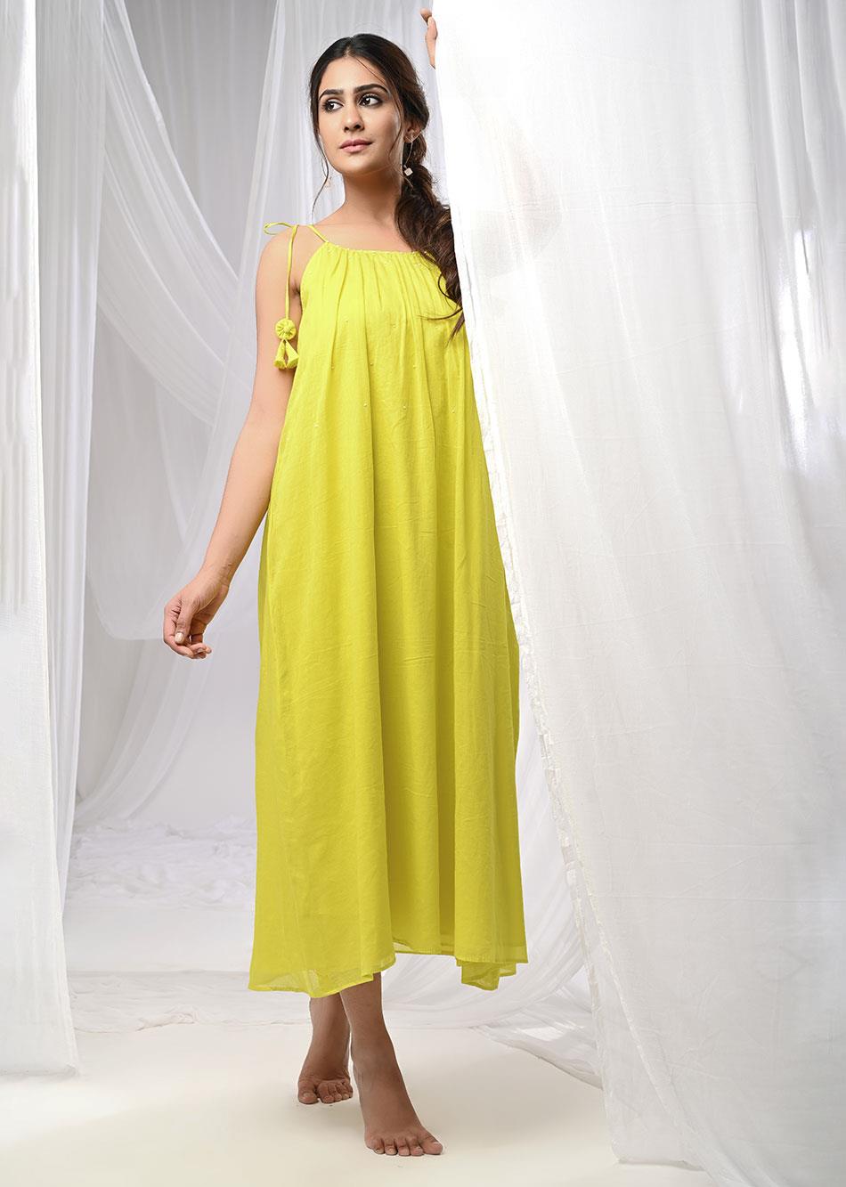 Summer Halter Dress (Electric Yellow)