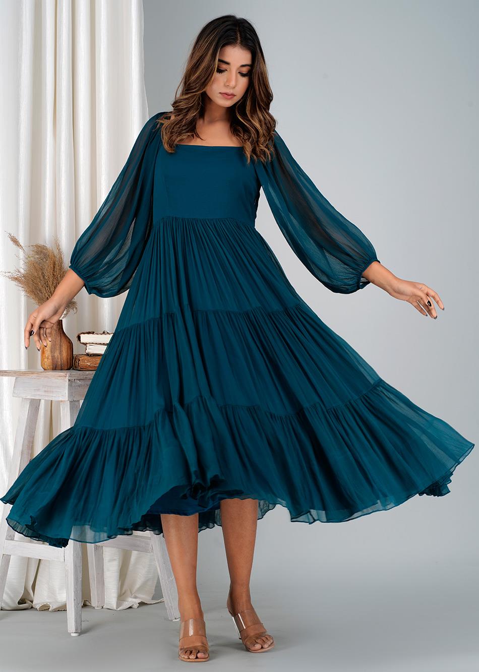 Teal Tiered Dress