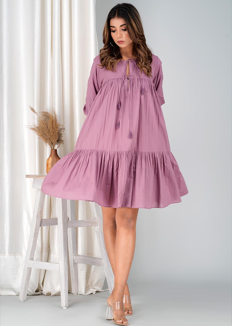 Grape Wine Mini Tier Dress  By Jovi Fashion