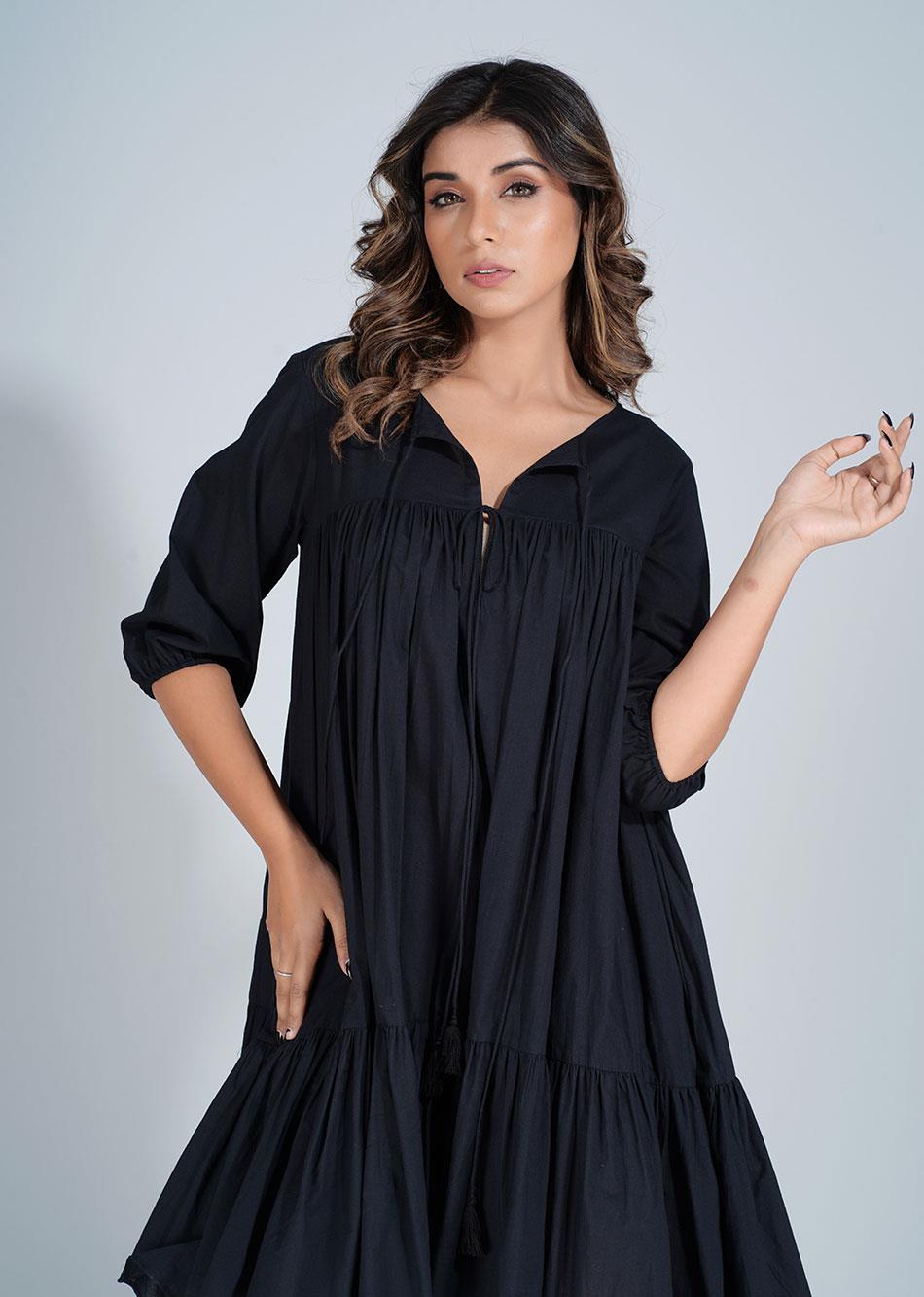 Black Mini Tier Dress By Jovi Fashion
