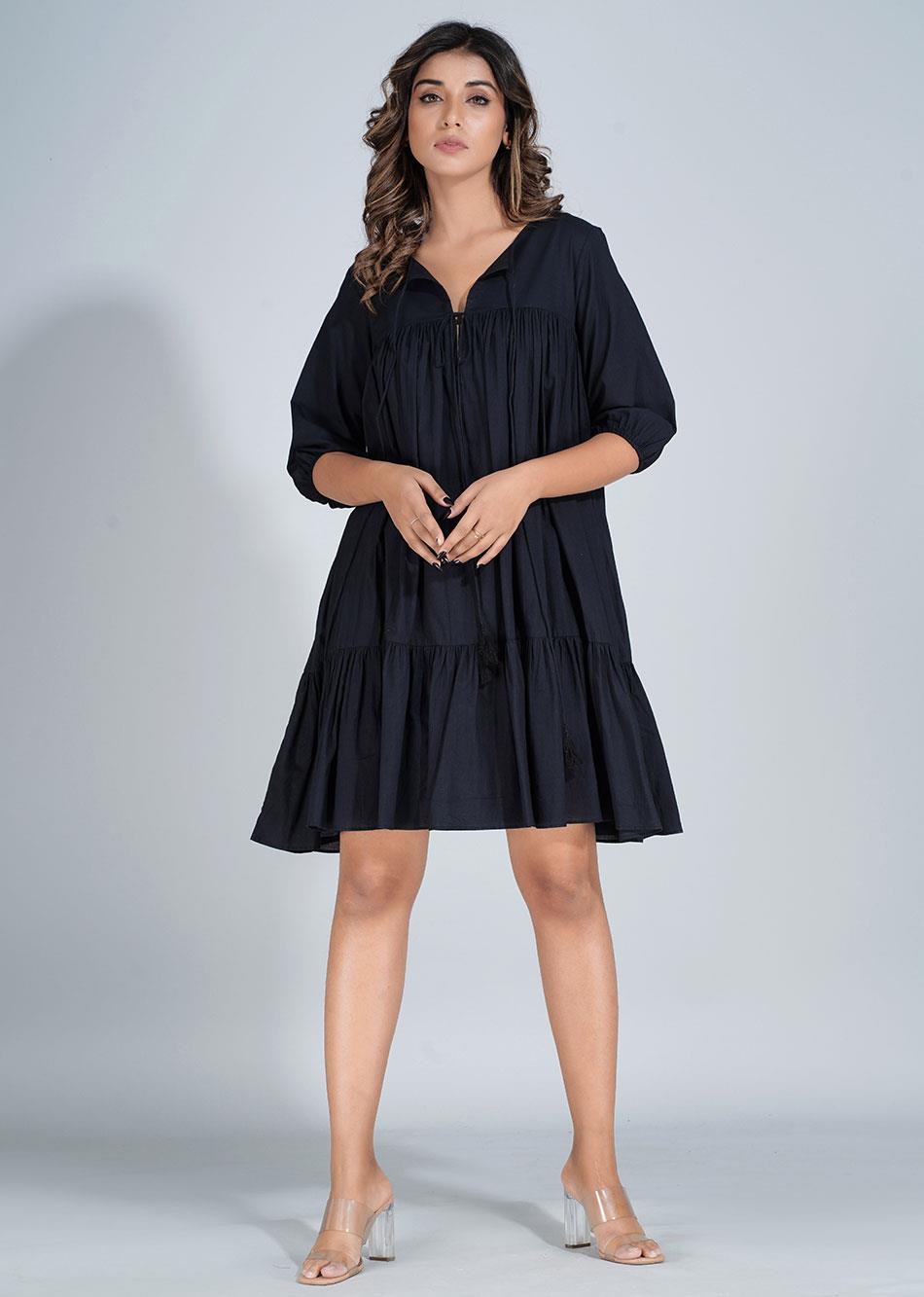 Black Mini Tier Dress By Jovi Fashion