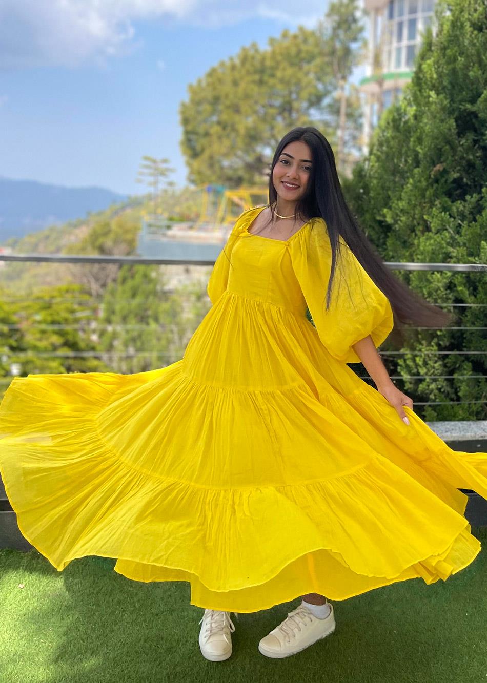 Yellow Tiered Dress By Jovi Fashion