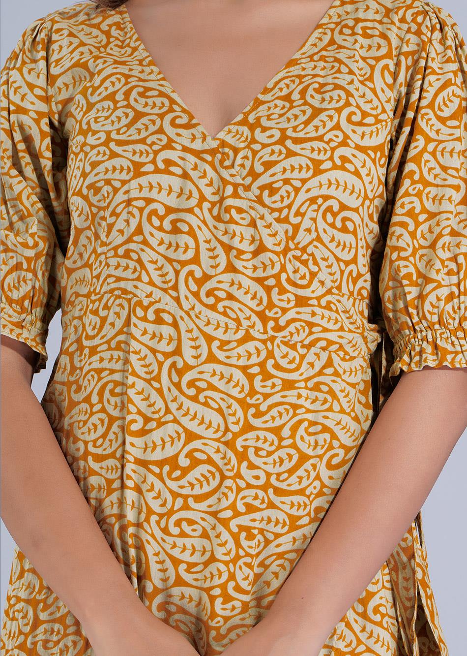Mustard Angrakha Wrap Dress By Jovi Fashion
