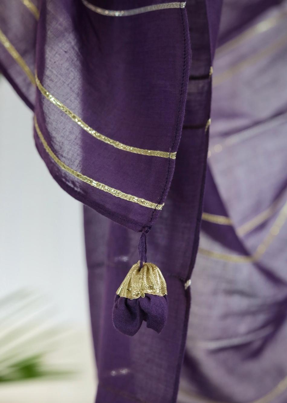 Purple Mulmul Dupatta  By Jovi Fashion