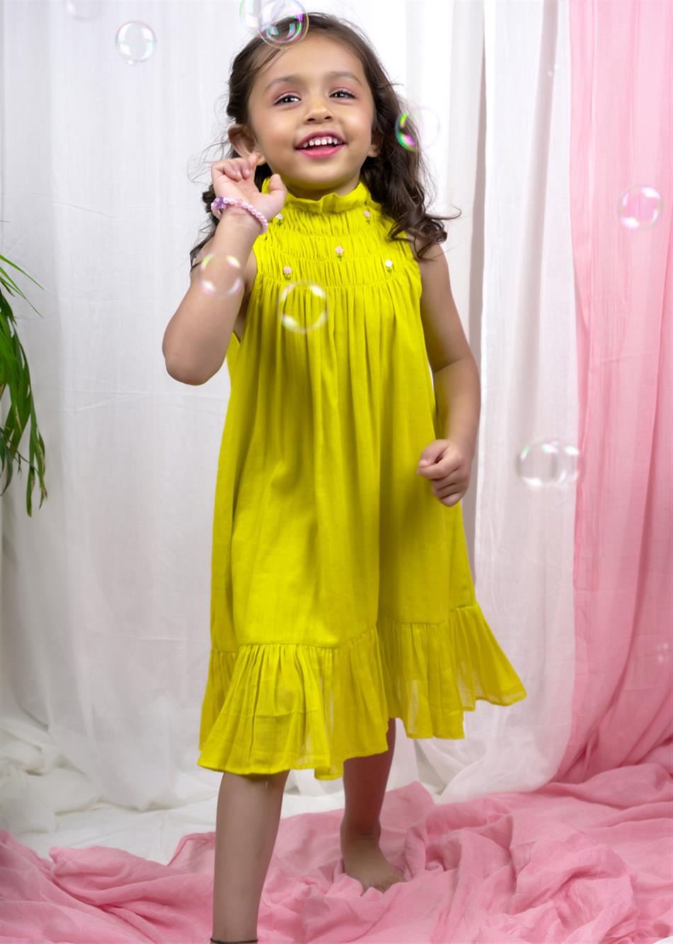 Jiyara Neon Yellow Dress