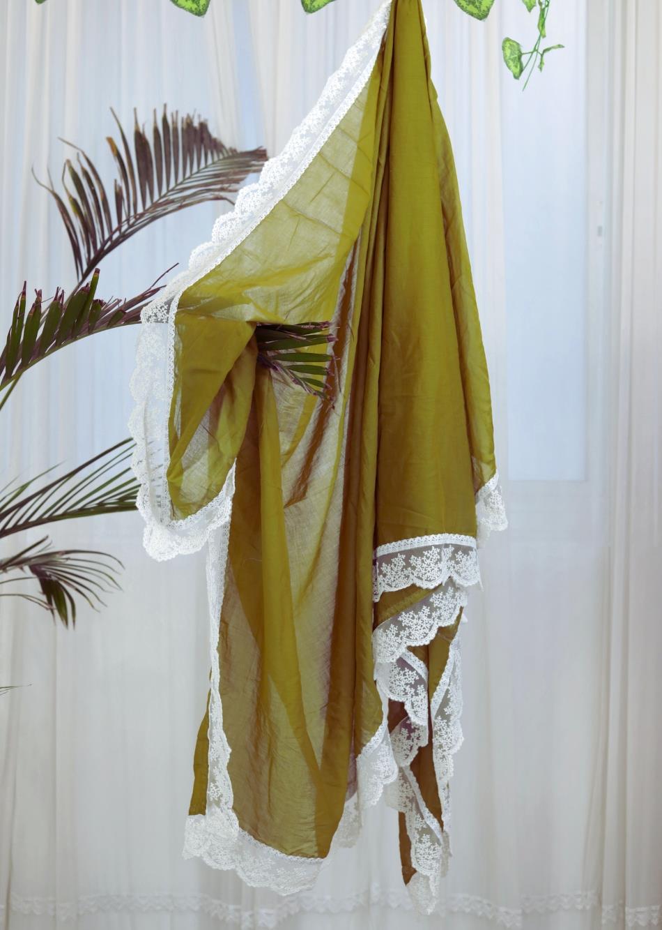 Olive Green Lacey Dupatta