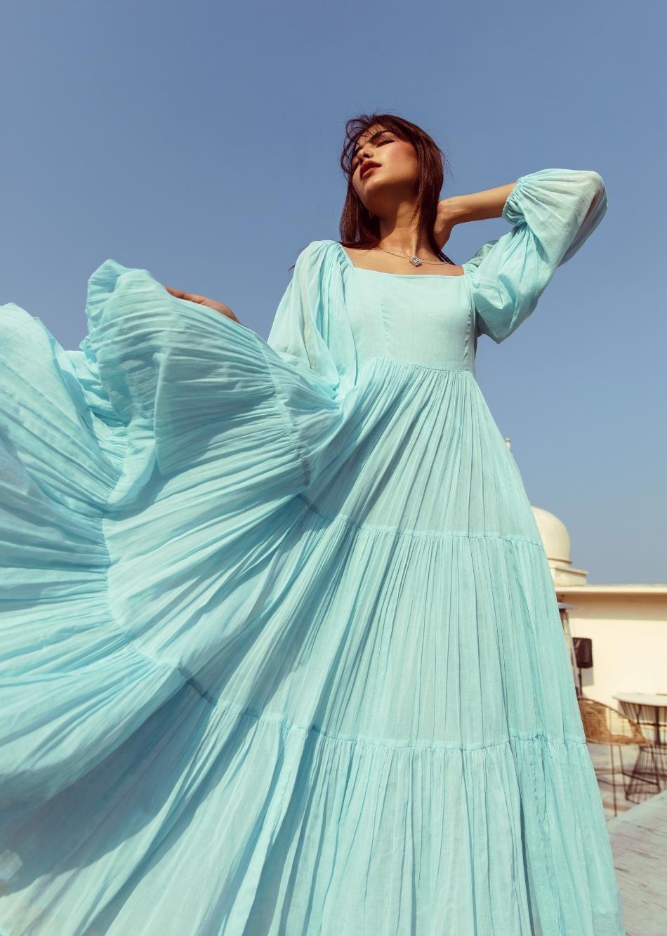 Sky Blue Tiered Dress By Jovi Fashion