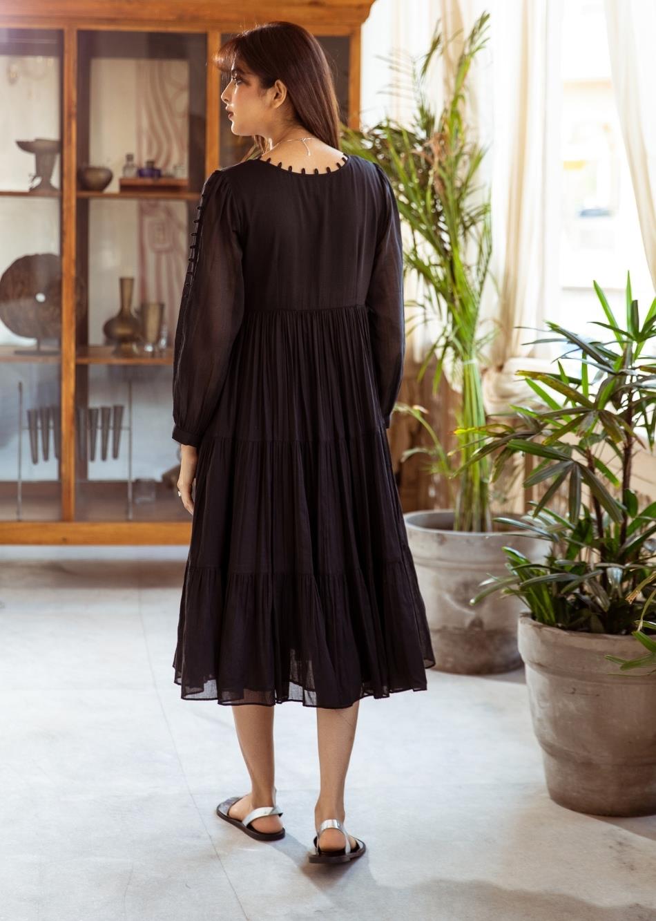 Loop Detailed Midi Dress - Black By Jovi Fashion
