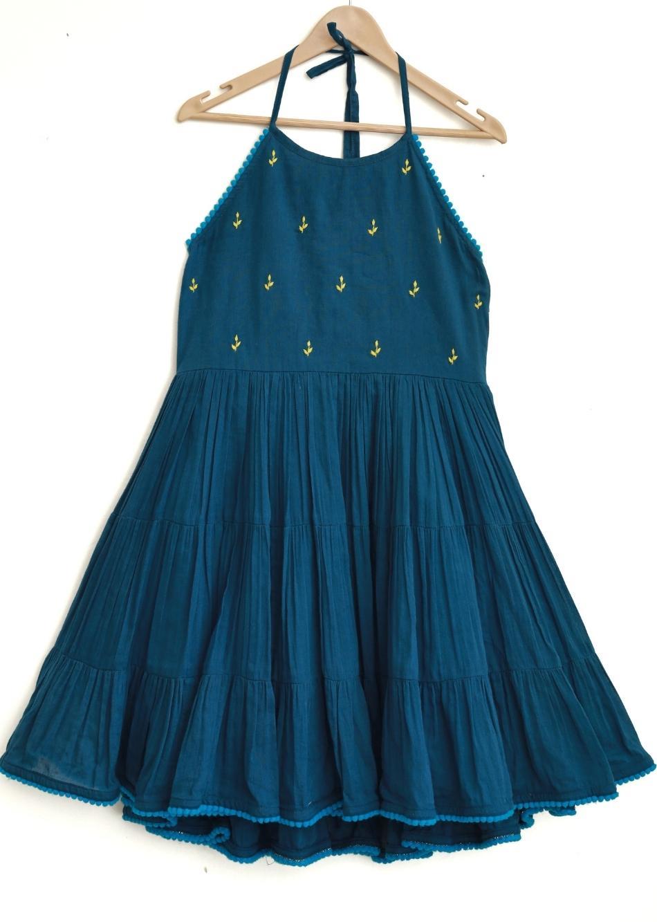 Jiyara Teal Blue Halter Dress By Jovi Fashion