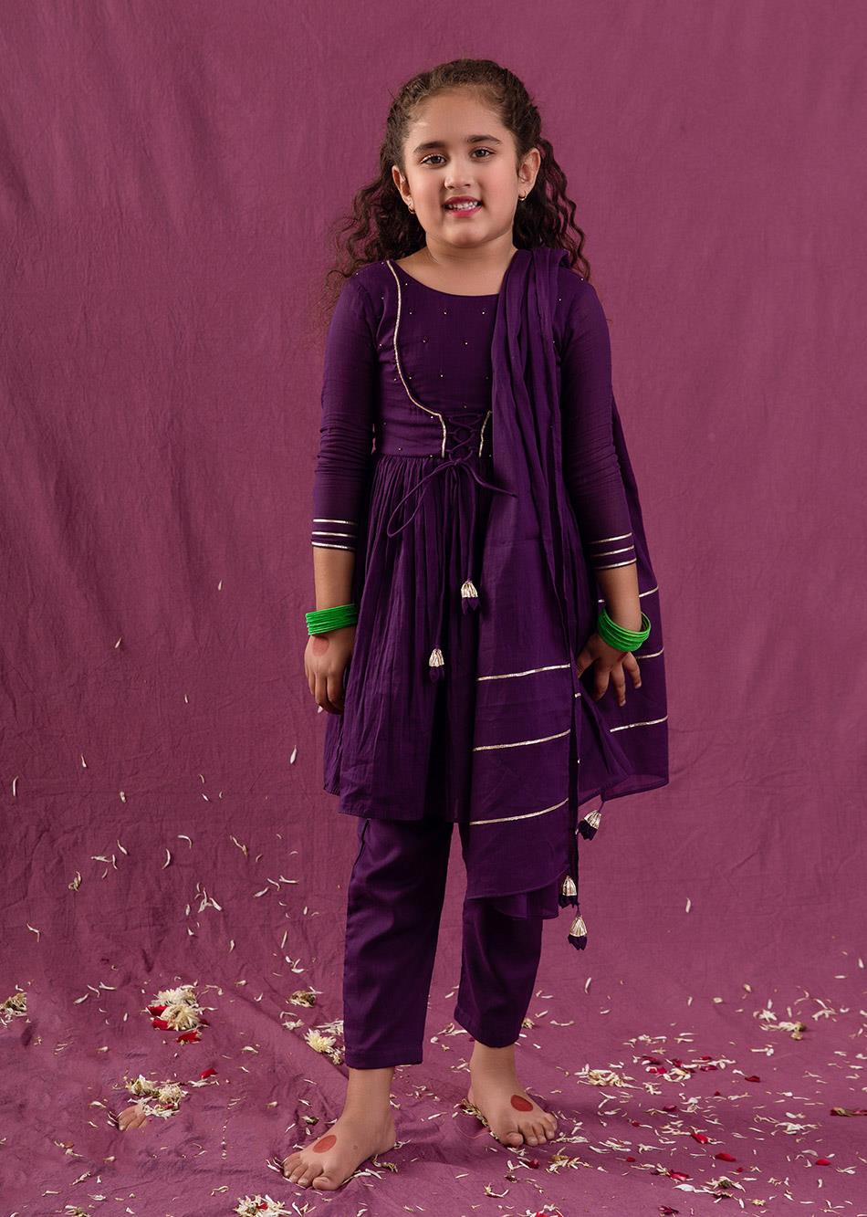 Jiyara Purple Jacket Anarkali (Set of 3)