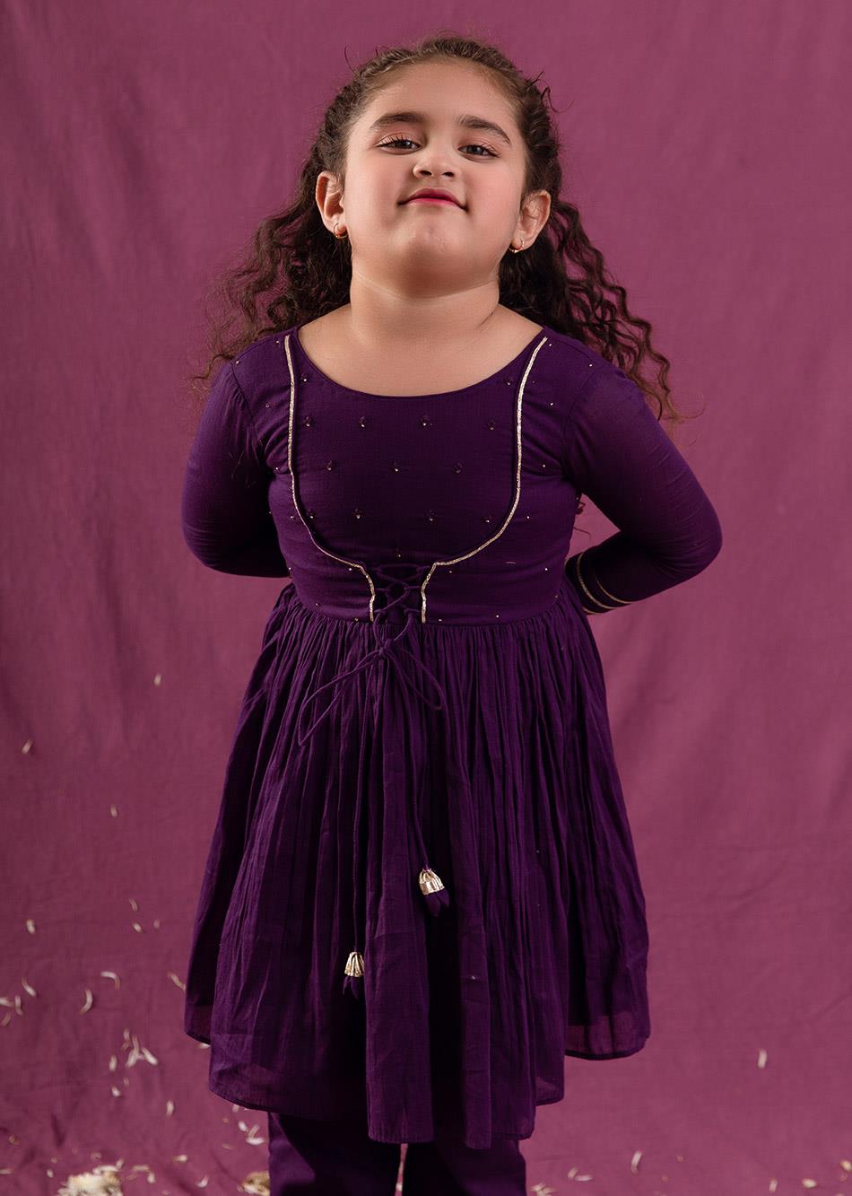 Jiyara Purple Jacket Anarkali (Set of 3) By Jovi Fashion