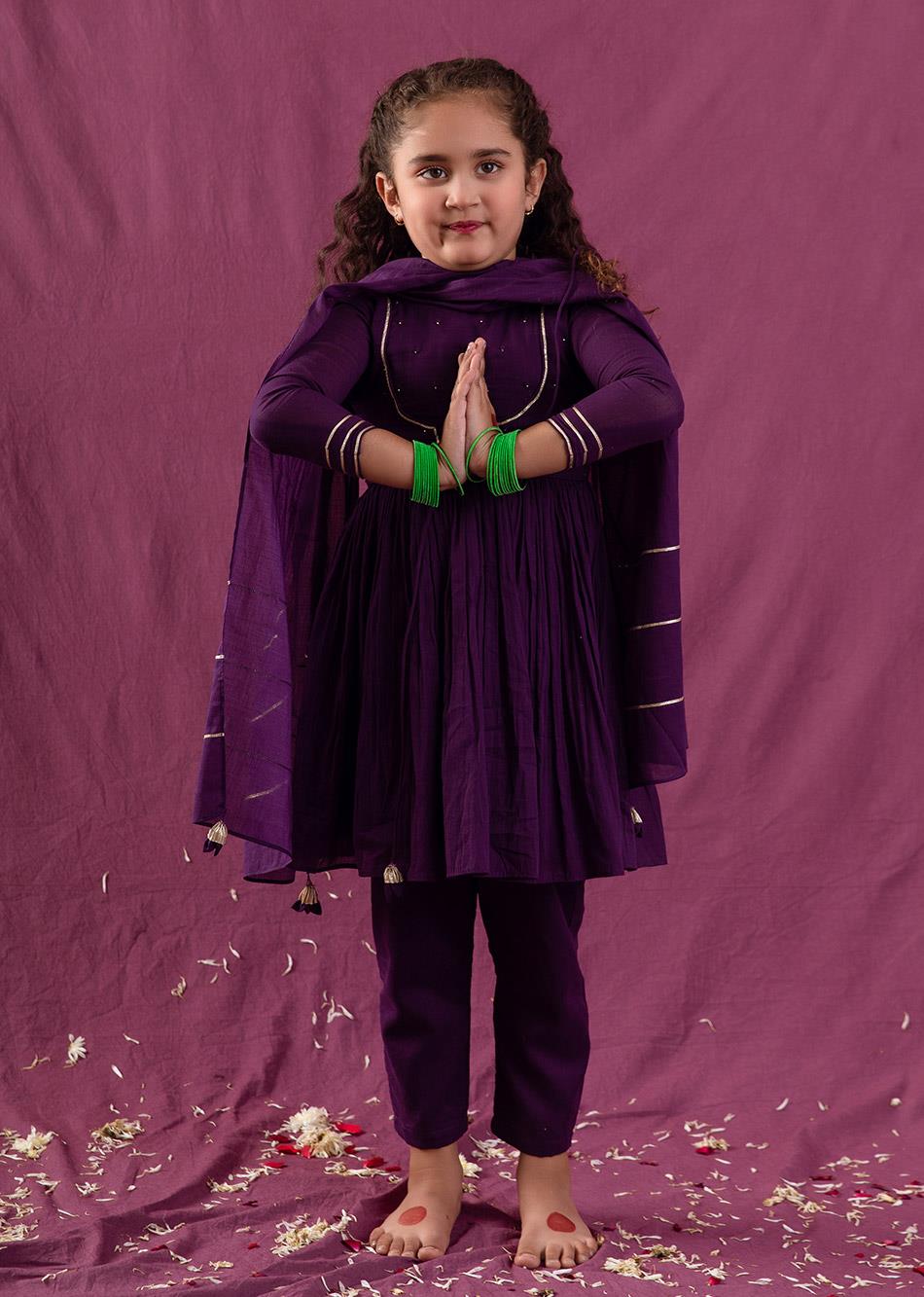 Jiyara Purple Jacket Anarkali (Set of 3)