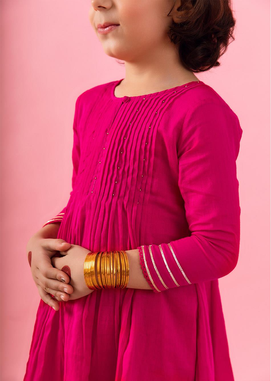 Jiyara Rani Pin-Tucks Anarkali (Set of 3) By Jovi Fashion