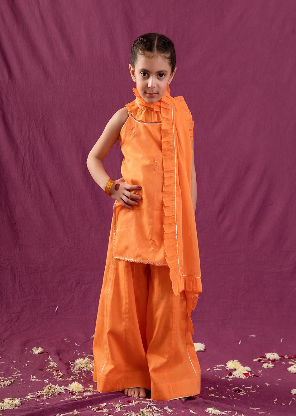 Jiyara Straight Kurta with Kali Palazzo (Set of 3) By Jovi Fashion