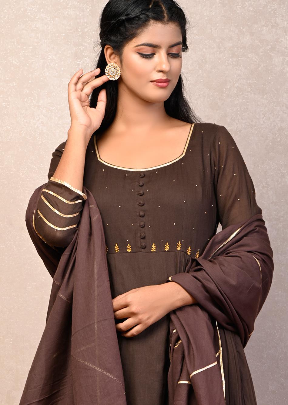 Kalakhatta Anarkali with Plain Dupatta (Set of 3) By Jovi Fashion