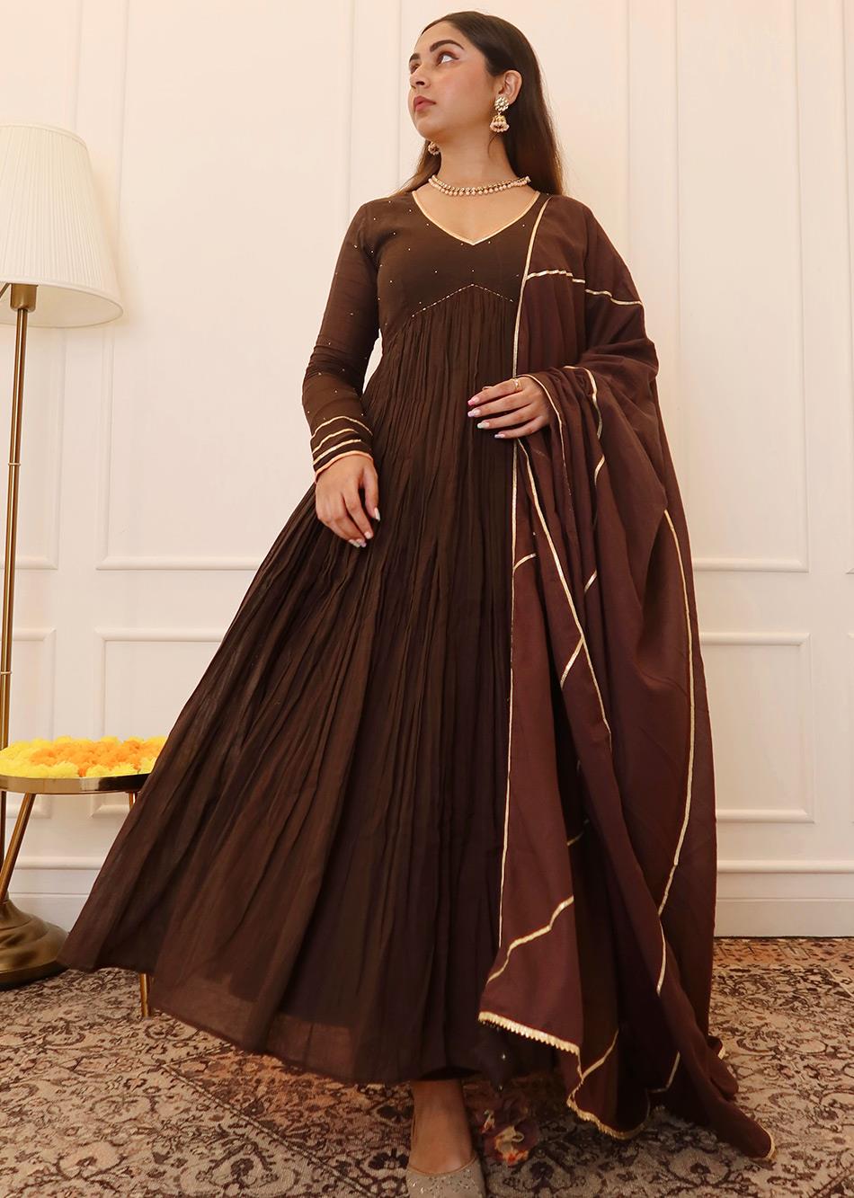 Buy long dress with dupatta Online  gown with dupatta attached