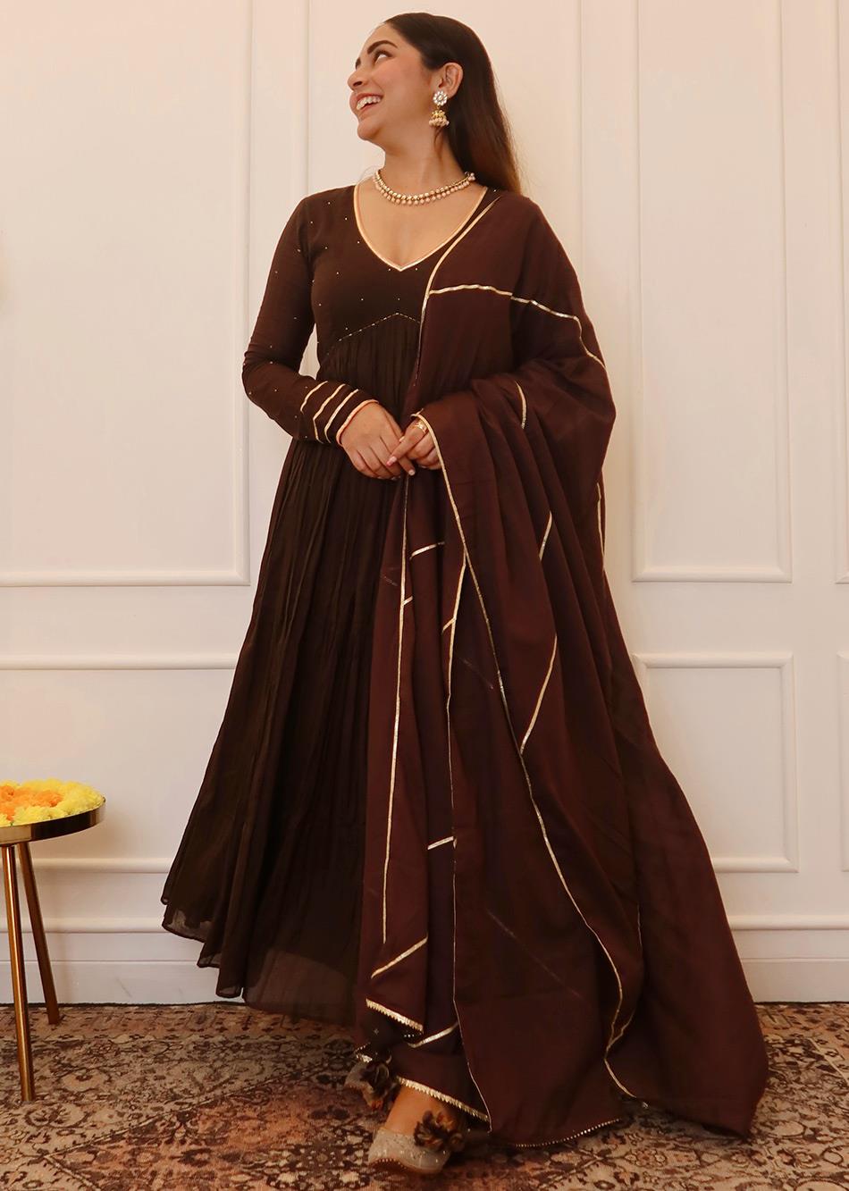 Kalakhatta Gathered Anarkali with Plain Dupatta By Jovi Fashion