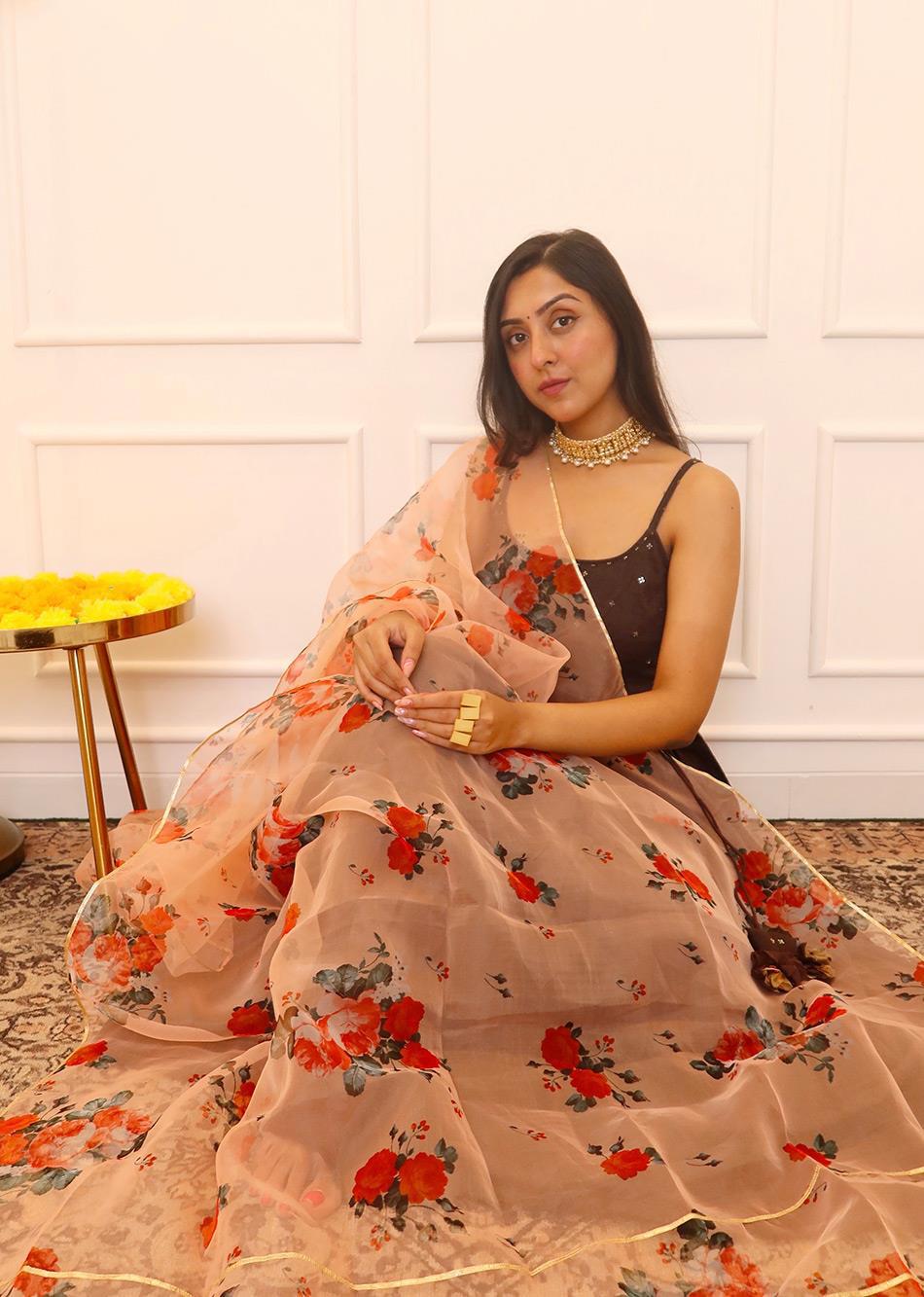 Kalakhatta Strappy Anarkali Set with Organza Dupatta By Jovi Fashion