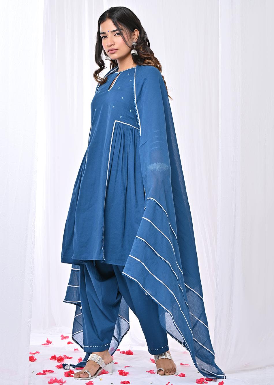 Manika Peplum Top and Salwar (Set of 3) By Jovi Fashion