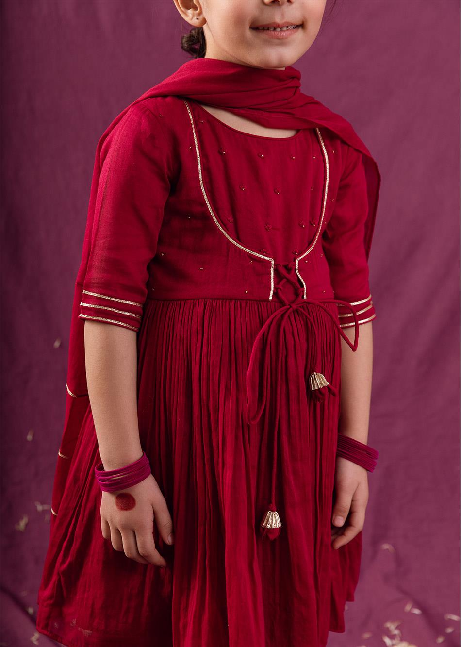 Jiyara Cherry Jacket Anarkali (Set Of 3) By Jovi Fashion
