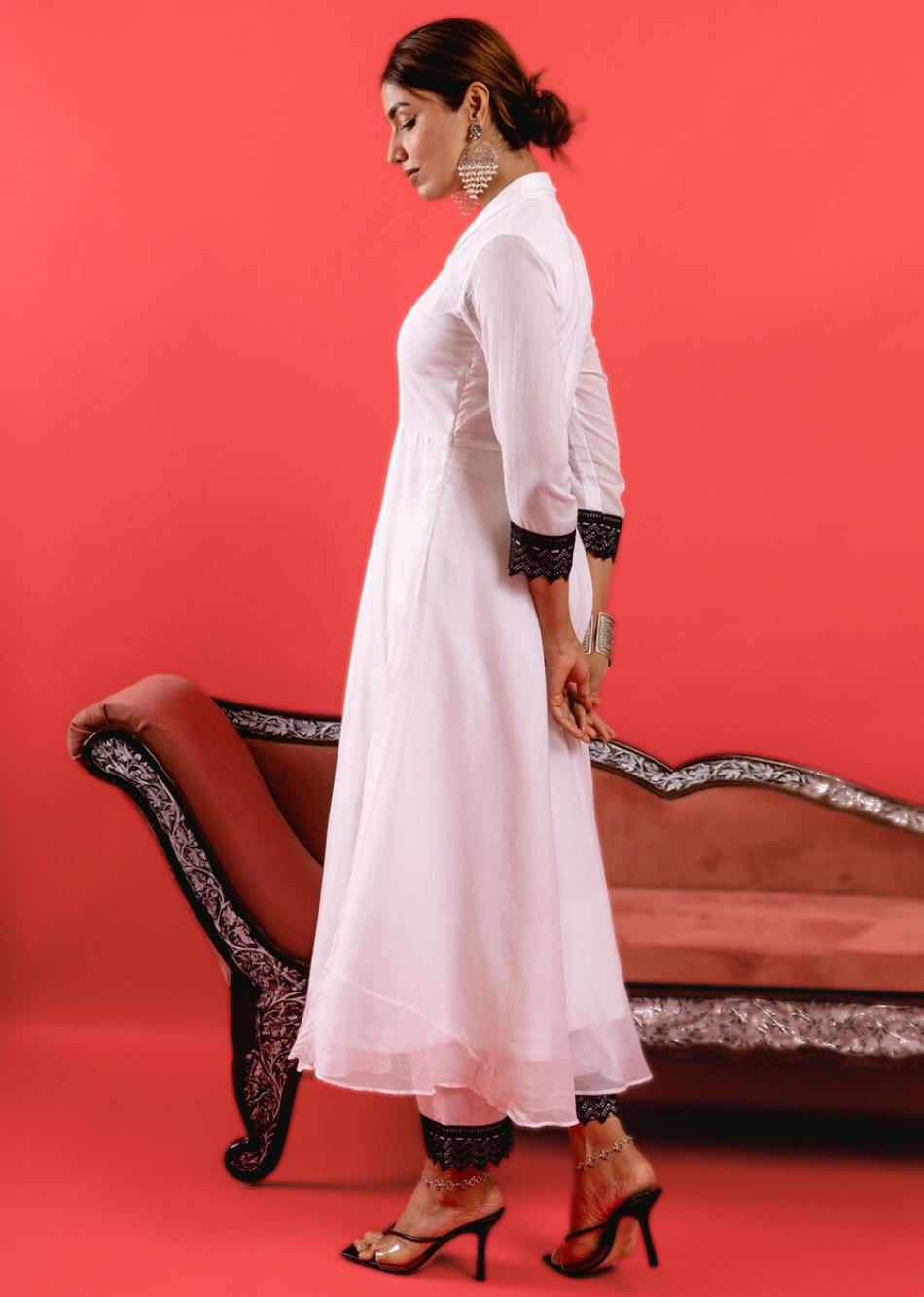 White Collar Neck Anarkali (Set of 3) By Jovi Fashion