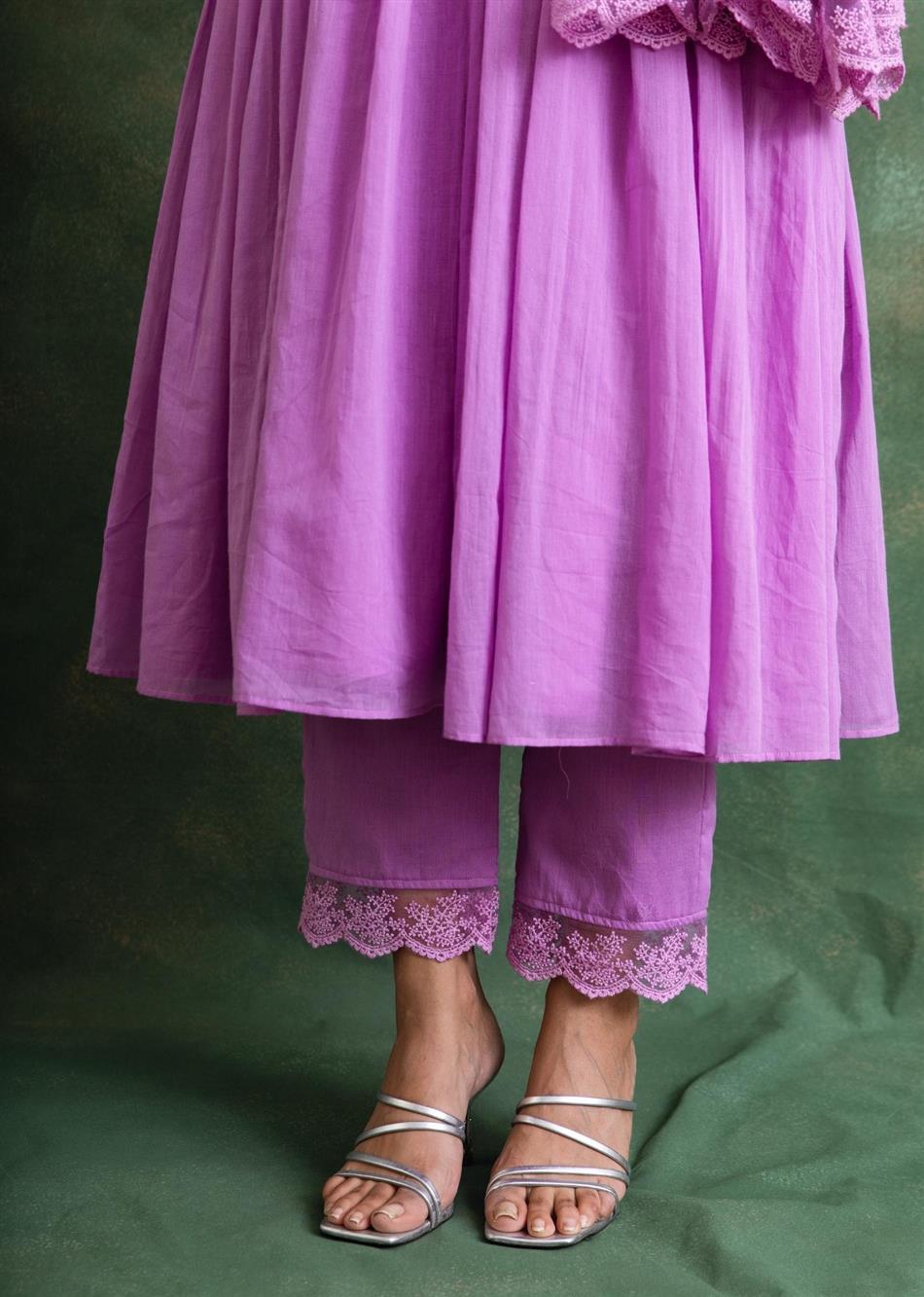 Rangrezee - Lavender Key Hole Anarkali (Set of 3) By Jovi Fashion