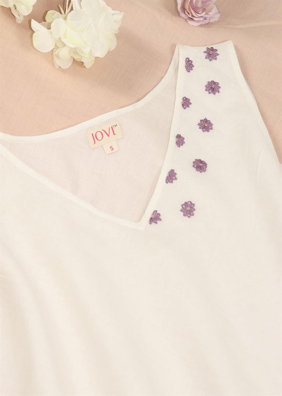 SUMMER V NECK EMBROIDERD TOPS (COLORS AVAILABLE)