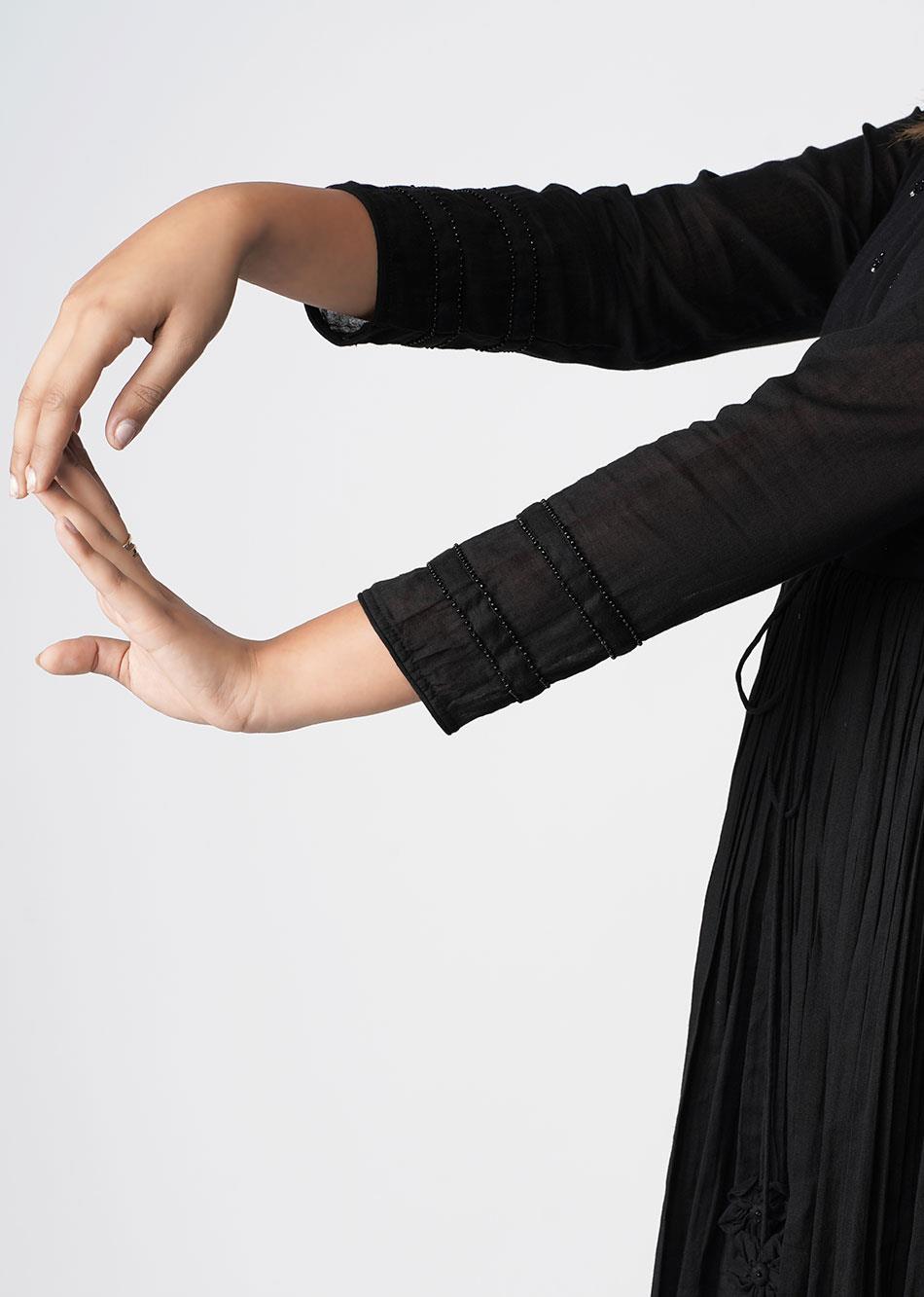 Manika Black Gathered Jacket Anarkali Kurta By Jovi Fashion